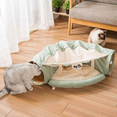 Zoom-Cat! Interactive Tunnel Bed Cat Toys KittyNook Green Zoom-Cat!